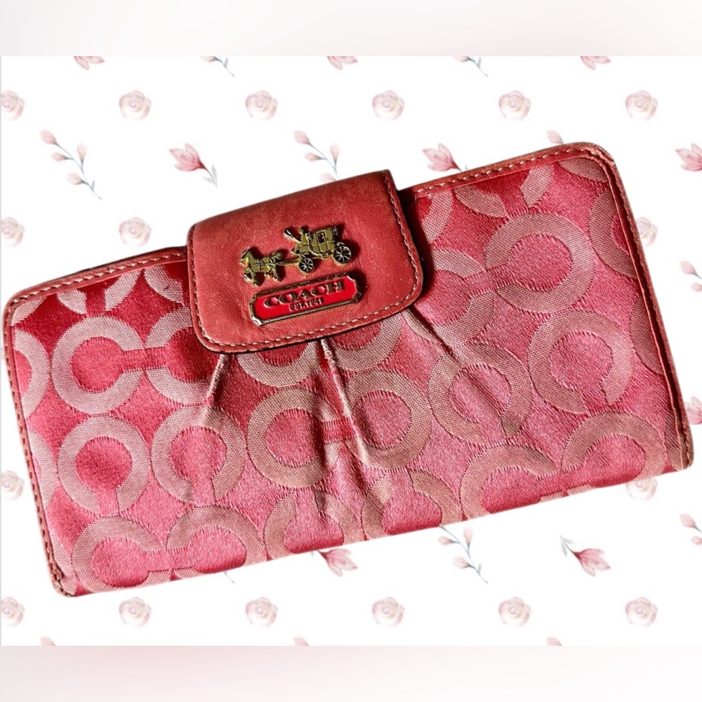 COACH Madison Op Art Slim Envelope Wallet in Melon (#41985)
